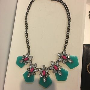 Turquoise & pink with crystals baublebar necklace